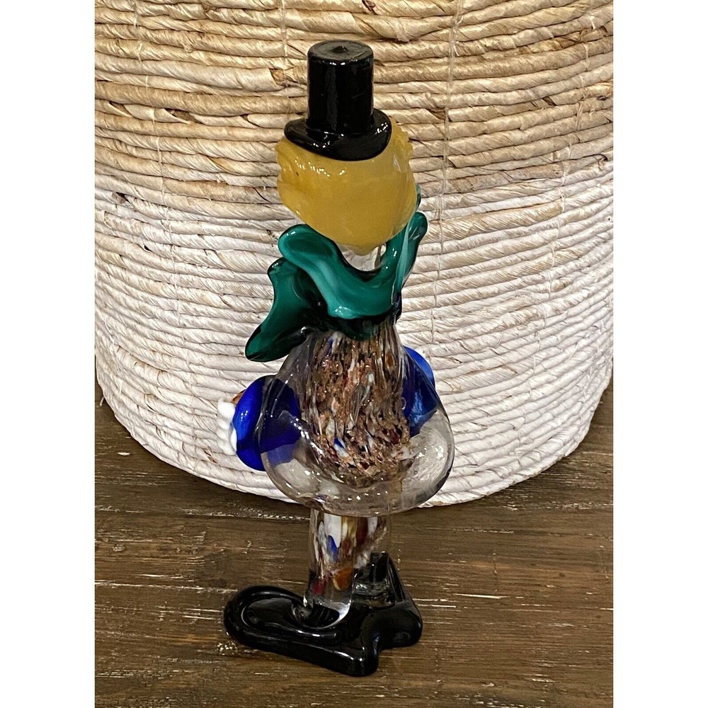 MURANO GLASS CLOWN w/Bow Tie Playing Accordion 10" Vintage Italy Please Read - Picture 10 of 14